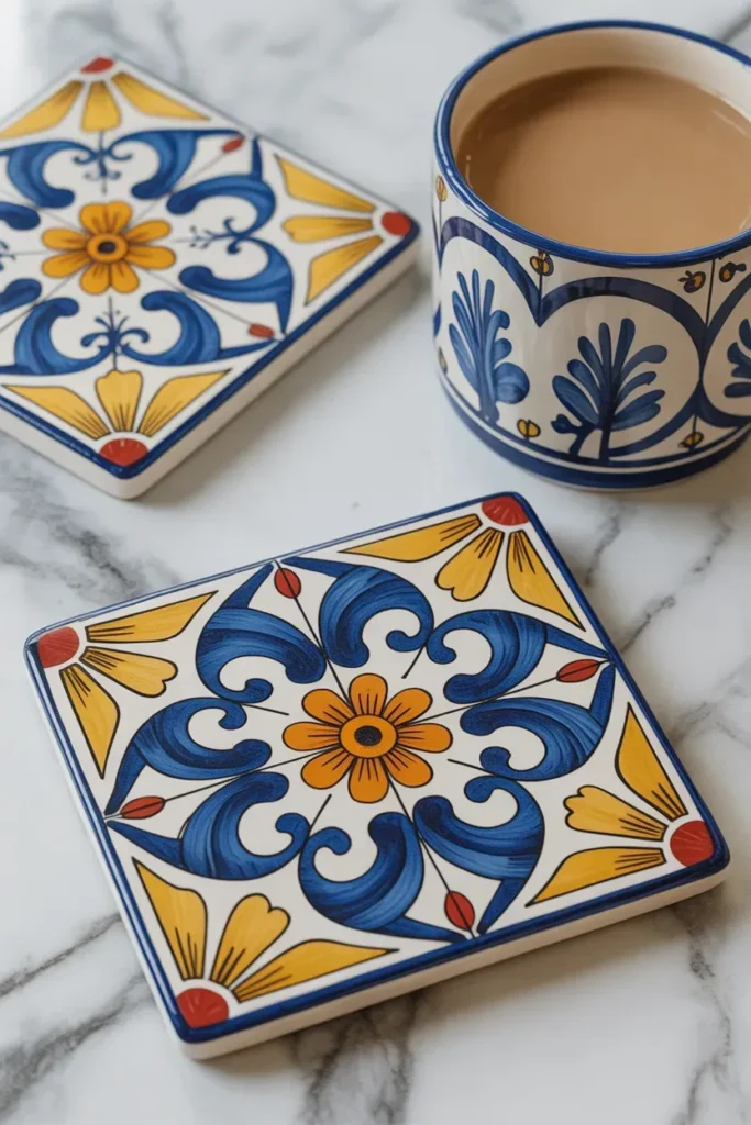 Hand Painted Tile Coaster