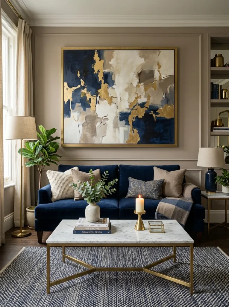 Blue and Gold Living Room