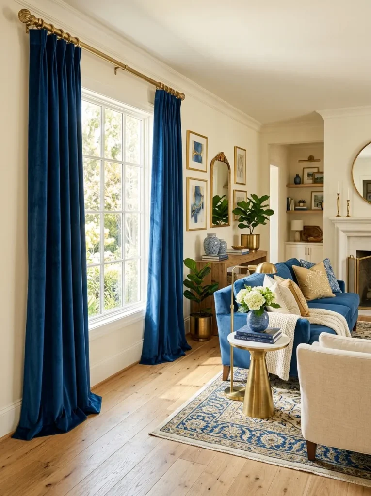 Blue and Gold Living Room