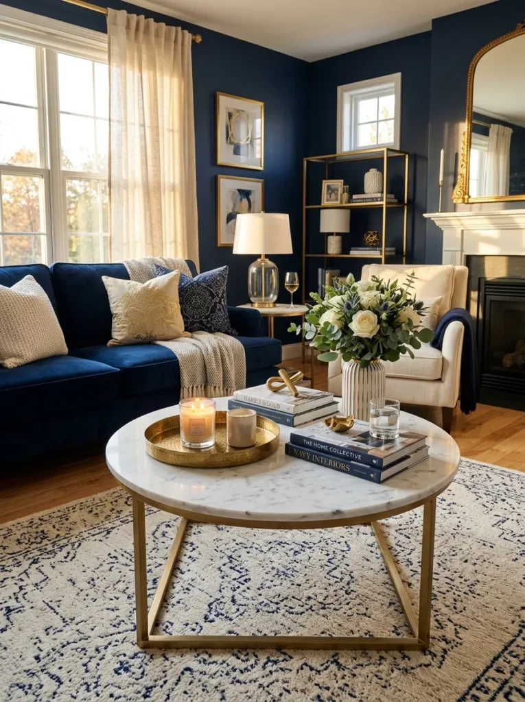 Blue and Gold Living Room