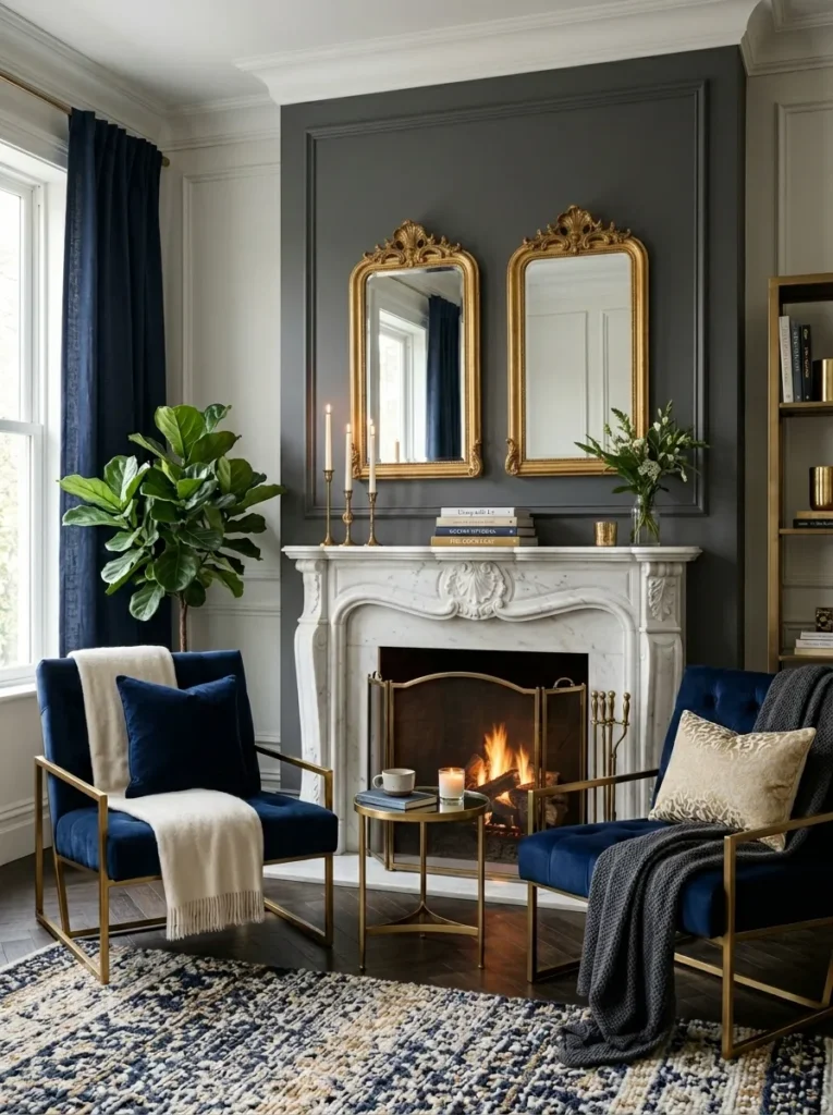Blue and Gold Living Room