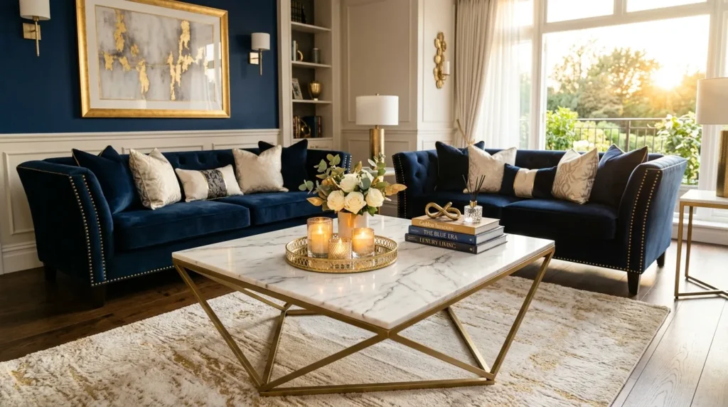 Blue and Gold Living Room