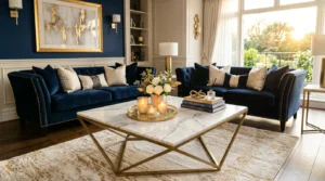 Blue and Gold Living Room