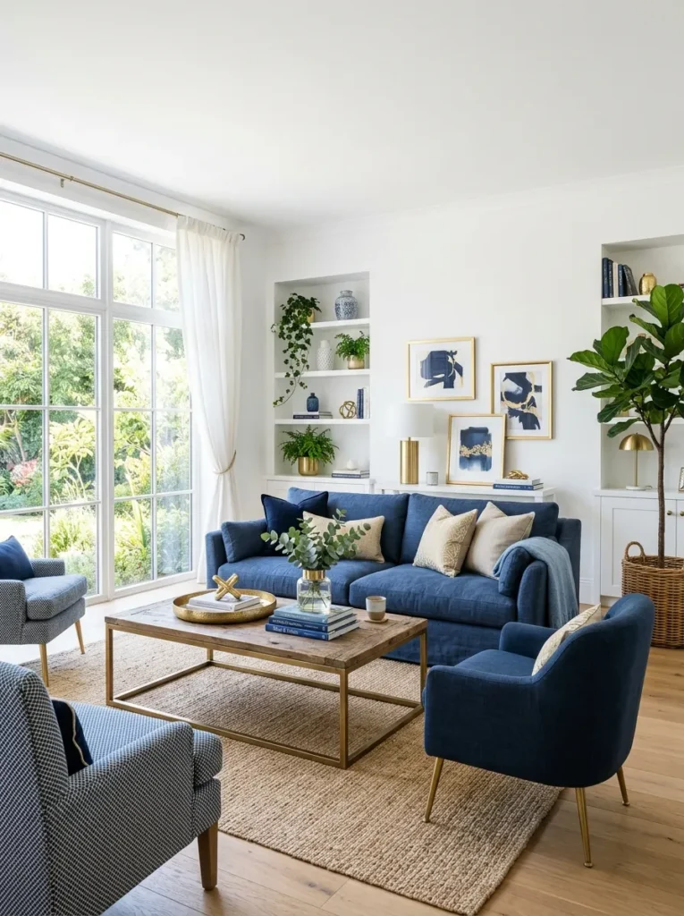 Blue and Gold Living Room