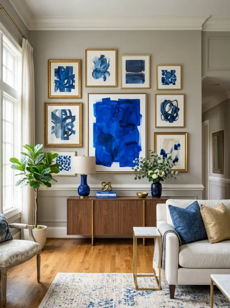 Blue and Gold Living Room