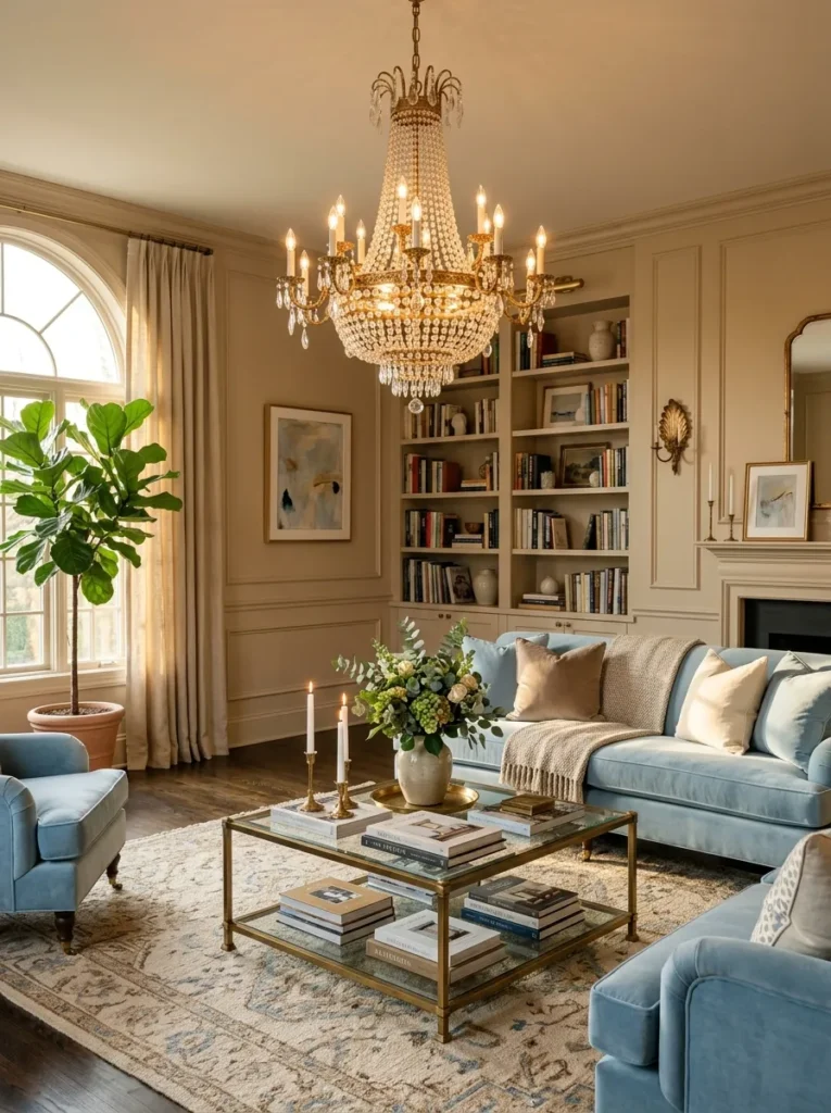Blue and Gold Living Room