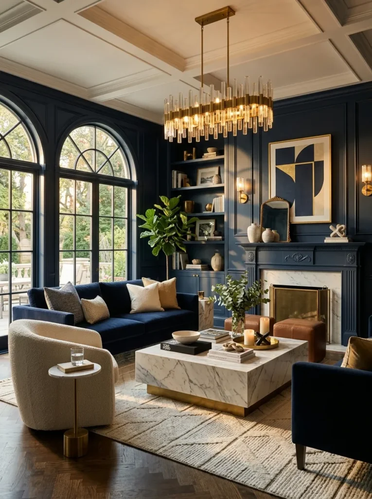 Blue and Gold Living Room